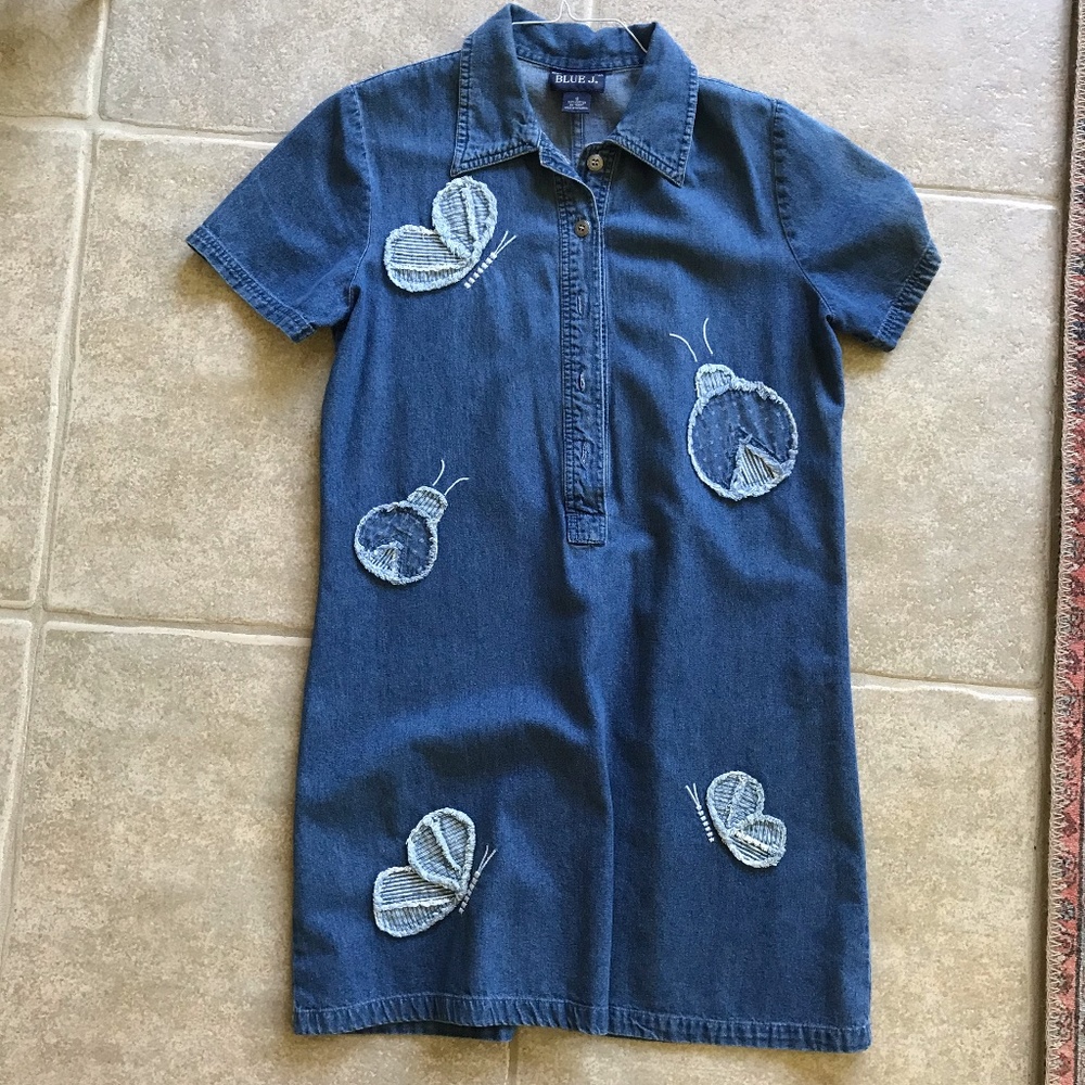 Jean Dress with cute ladybug and butterfly accents